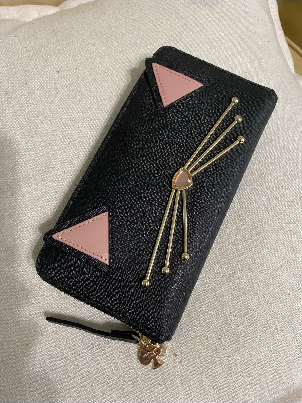 NWOT Kate Spade Wallet Jazz Things Up Black Cat Meow Zip Around Long Retired